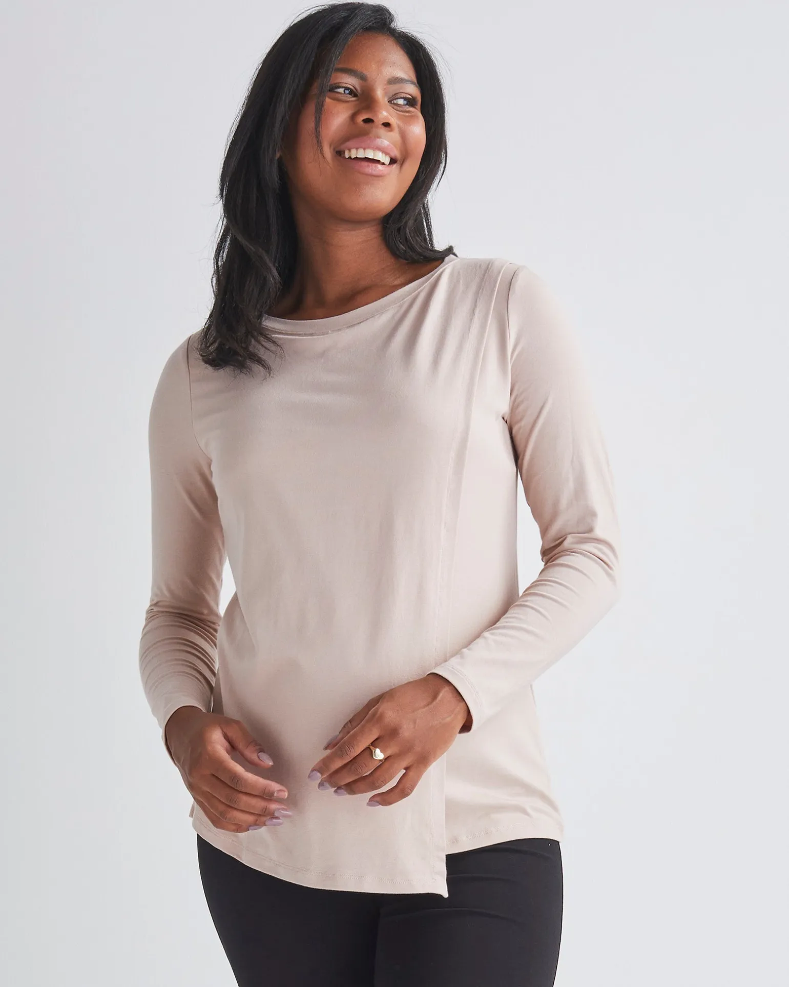 Monique Long Sleeve Nursing Nude Pink Petal Top