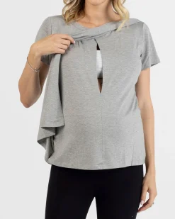 Monique Maternity Nursing Petal Top - Grey