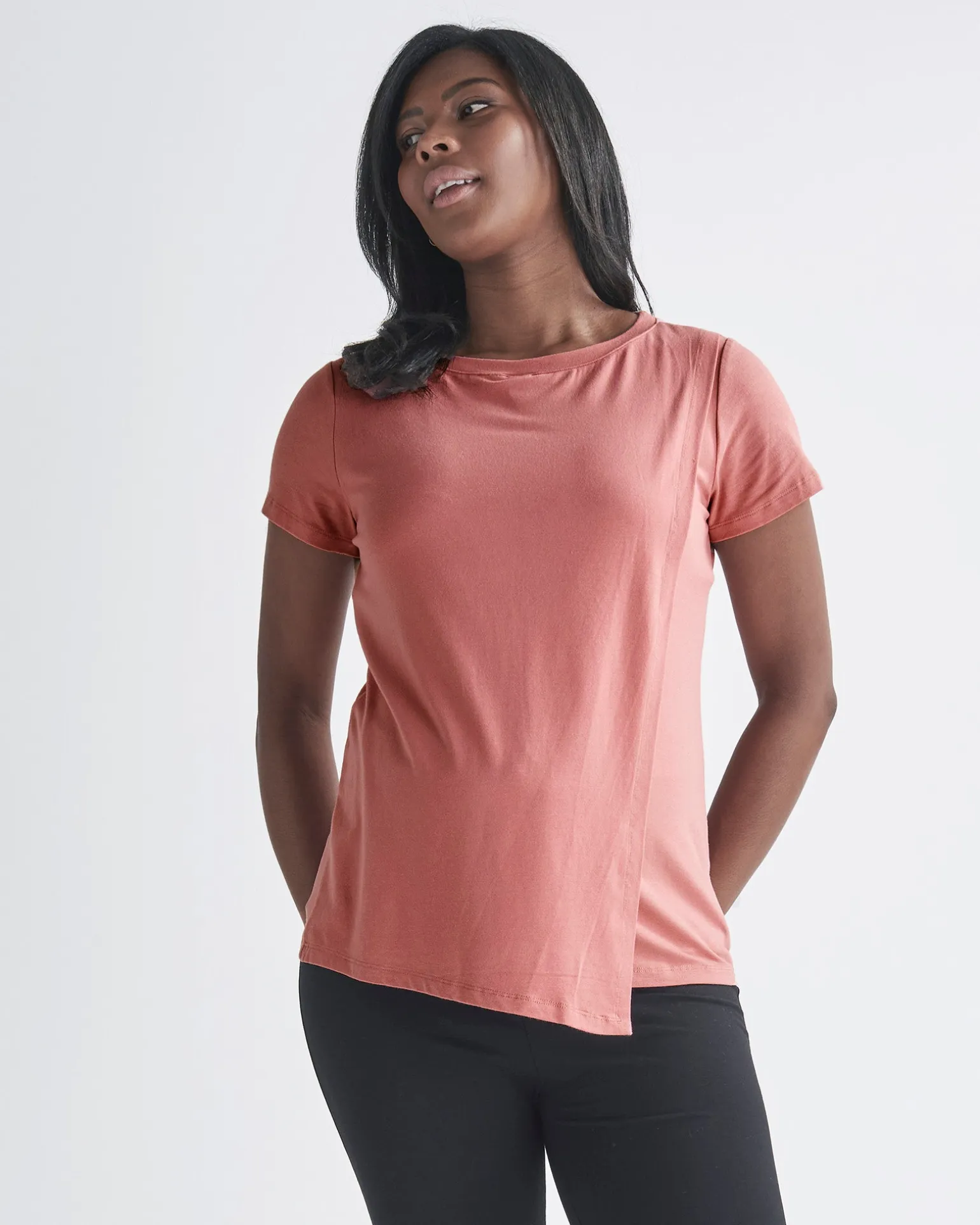 Monique Maternity Nursing Petal Top - Coral Pink