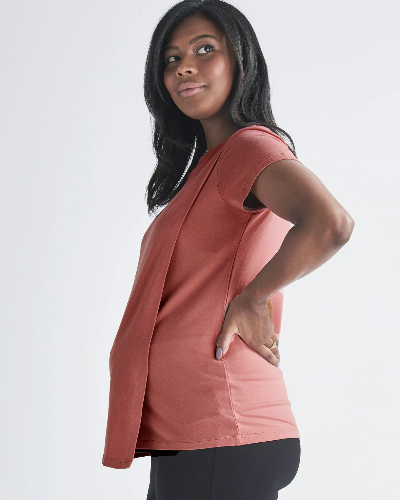 Monique Maternity Nursing Petal Top - Coral Pink