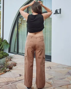 Naomi Maternity Cargo Pants in Brown