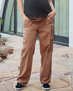 Naomi Maternity Cargo Pants in Brown
