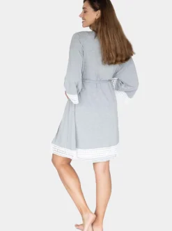Nursing Nightie + Robe + Free Baby Blanket Pouch - Grey Pack