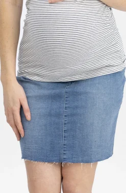 Over The Bump High Waist Maternity Denim Skirt