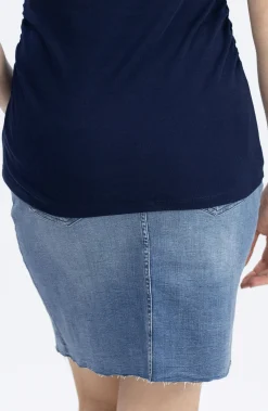 Over The Bump High Waist Maternity Denim Skirt