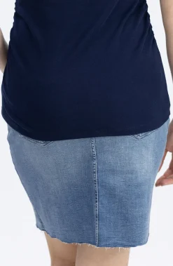 Over The Bump High Waist Maternity Denim Skirt