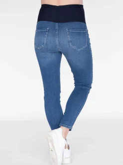 Over the Bump Skinny Fit Maternity Denim Jeans in Mid Blue