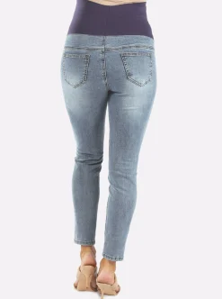 Over the Bump Skinny Maternity Denim Jeans Washed Blue