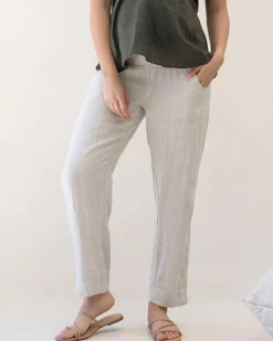 Pamela Tapered Linen Maternity Pants in Sand