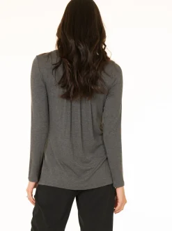 Petal Front Maternity Long Sleeve Nursing Top - Grey