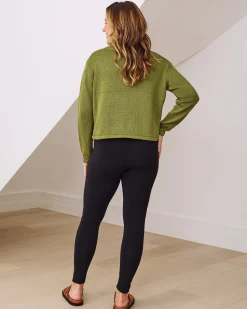 Phoebe Maternity Cropped Knit Sweater in Green