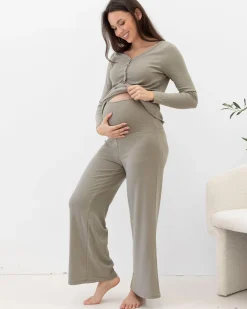 3-Piece Isabelle Maternity Loungewear/ Sleepwear PJ set - Sage Green