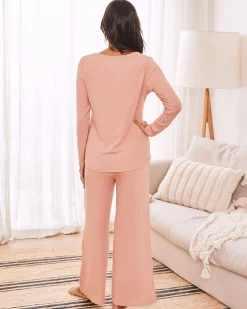 3-Piece Isabelle Maternity Loungewear / Sleepwear Set - Dusty Pink