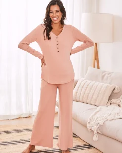3-Piece Isabelle Maternity Loungewear / Sleepwear Set - Dusty Pink