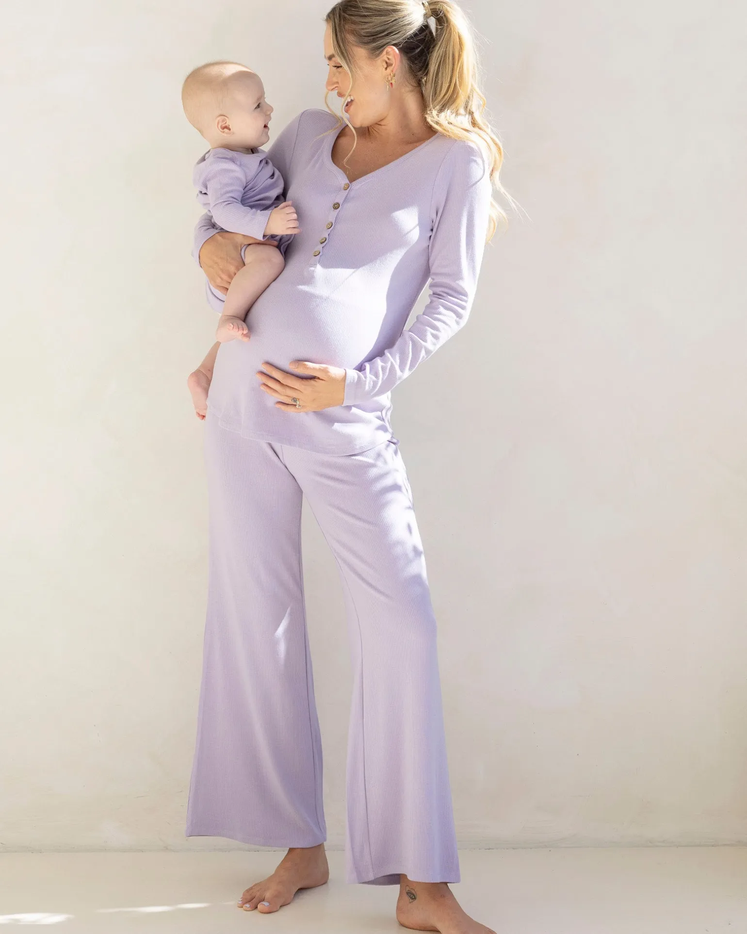 3-Piece Isabelle Maternity Loungewear/ Sleepwear PJ set - Lavender