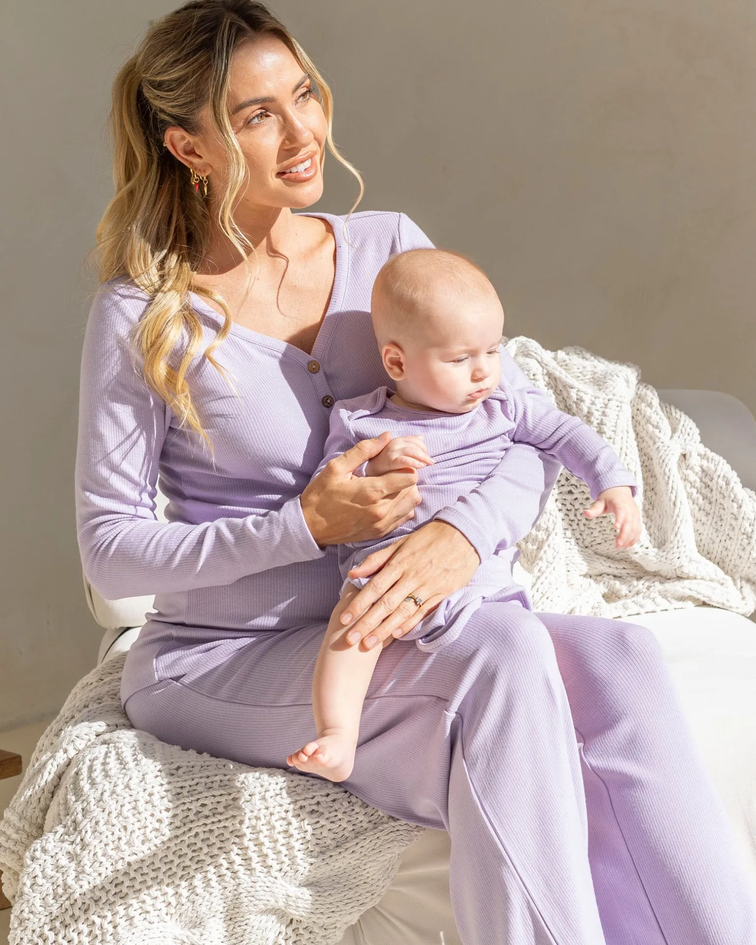 3-Piece Isabelle Maternity Loungewear/ Sleepwear PJ set - Lavender