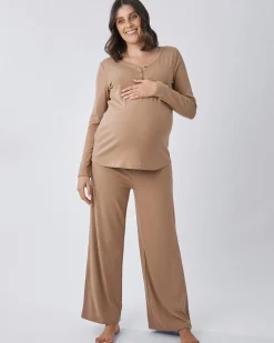 3-Piece Isabelle Maternity Sleepwear PJ set-Taupe