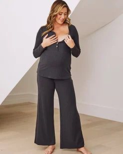 3-Piece Isabelle Maternity Sleepwear Set - Charcoal