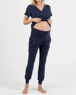 2-Piece Kyra Maternity Loungewear/Sleepwear PJ set - Navy
