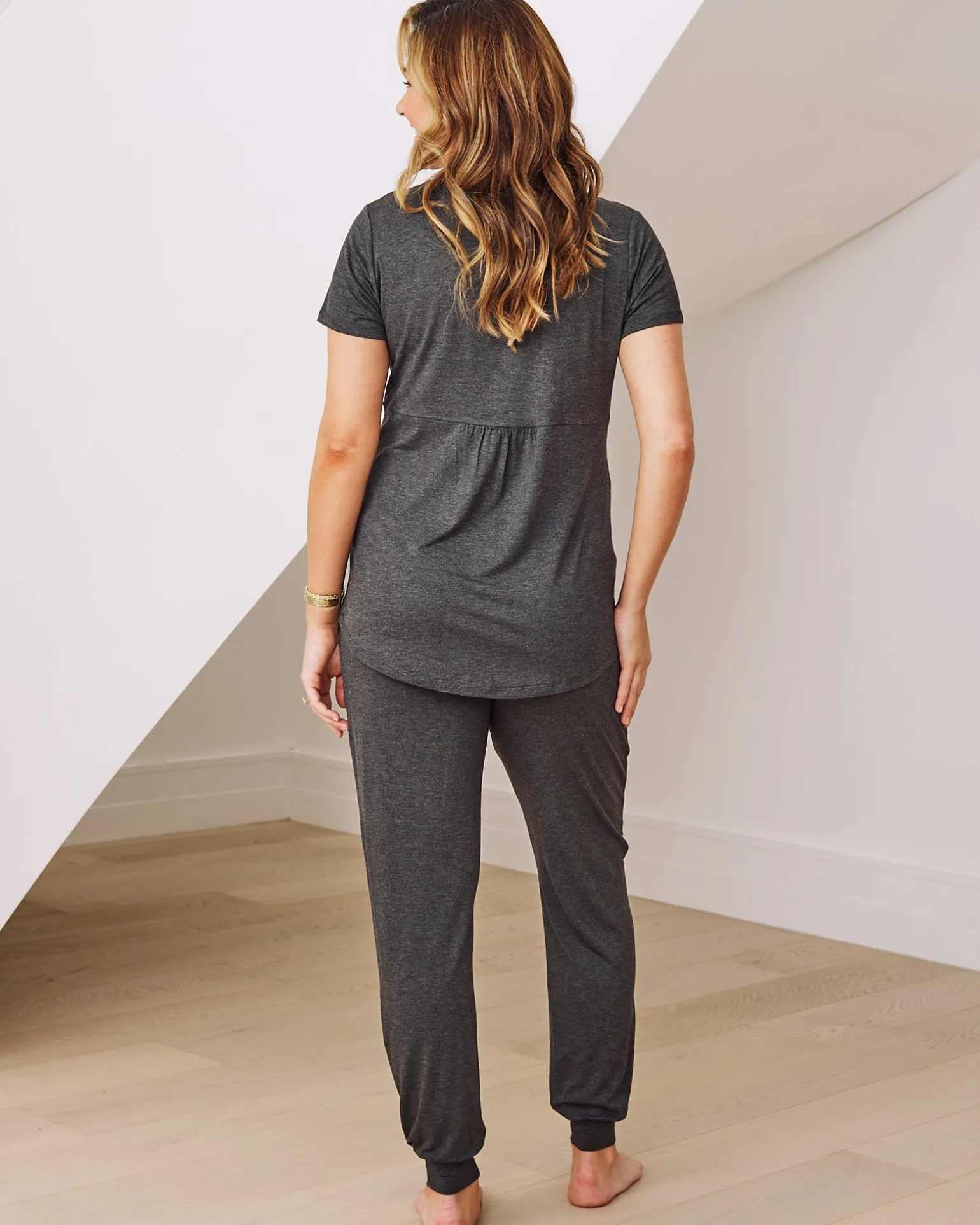 2-Piece Kyra Maternity Loungewear/Sleepwear PJ set - Charcoal