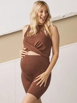 2 Piece Maternity Crop Bamboo Top and Bike Shorts