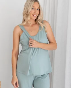 2-piece Maternity/Nursing Pyjama Shorts Set in Sage