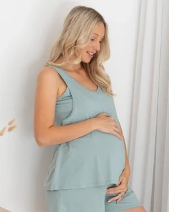 2-piece Maternity/Nursing Pyjama Shorts Set in Sage