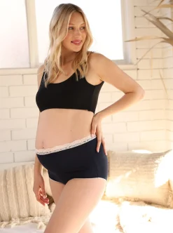 2- Piece Maternity Underwear and Bralette Set - Black