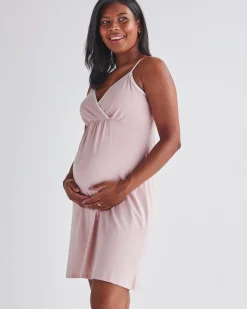 3 Pieces Hospital Pack: Nursing Nightie + Robe - Pink Floral