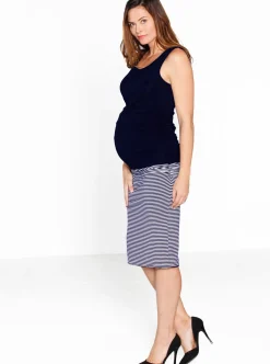Reversible Maternity Skirt in Black/Navy Stripes