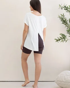 Reversible Maternity Tee Top in Off White