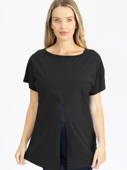 Reversible Tie Front Maternity Top in Black