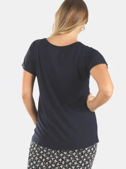 Reversible Tie Front Tee in Navy