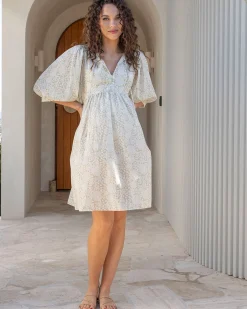 Romantic Daisy Sheer Cotton Dress-Olive