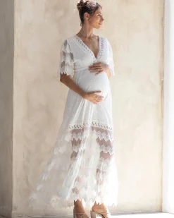 Roxy Lace Baby Shower Dress - White