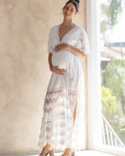 Roxy Lace Baby Shower Dress - White