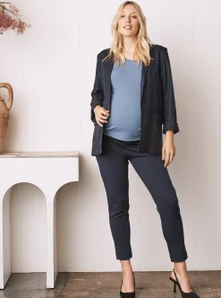 Sadie Maternity Linen Jacket in Navy