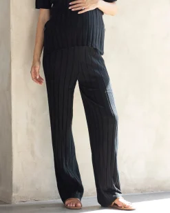 Sherry Wide Rib Maternity Lounge Pant in Black