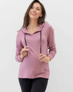 Side Zipper Winter Rib Hoodie Top