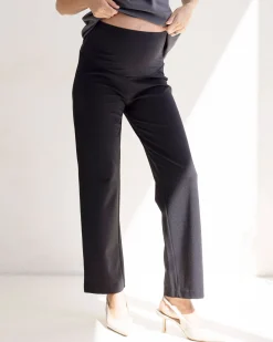 Steph Maternity Mid Waist Stretch Work Pants - Black