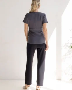Steph Maternity Mid Waist Stretch Work Pants - Black