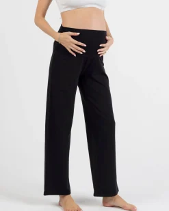 Straight Cut Maternity Bamboo Pants in Black