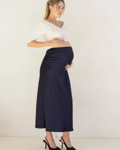 Suzie Maternity Cross Over Off Shoulder Top in Oat Milk