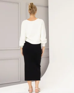 Sylvie Luxury Maternity Cotton Cropped White Sweater