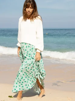 Sylvie Luxury Maternity Cotton Cropped White Sweater