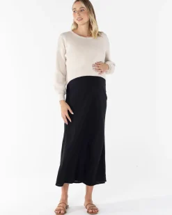 Sylvie Luxury Maternity Knitted Cropped Jumper - Bone