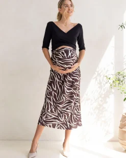 Tracy Maternity Midi Skirt in Zebra Print