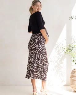 Tracy Maternity Midi Skirt in Zebra Print