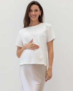 Versatile and Comfortable Maternity Cotton Tee in White