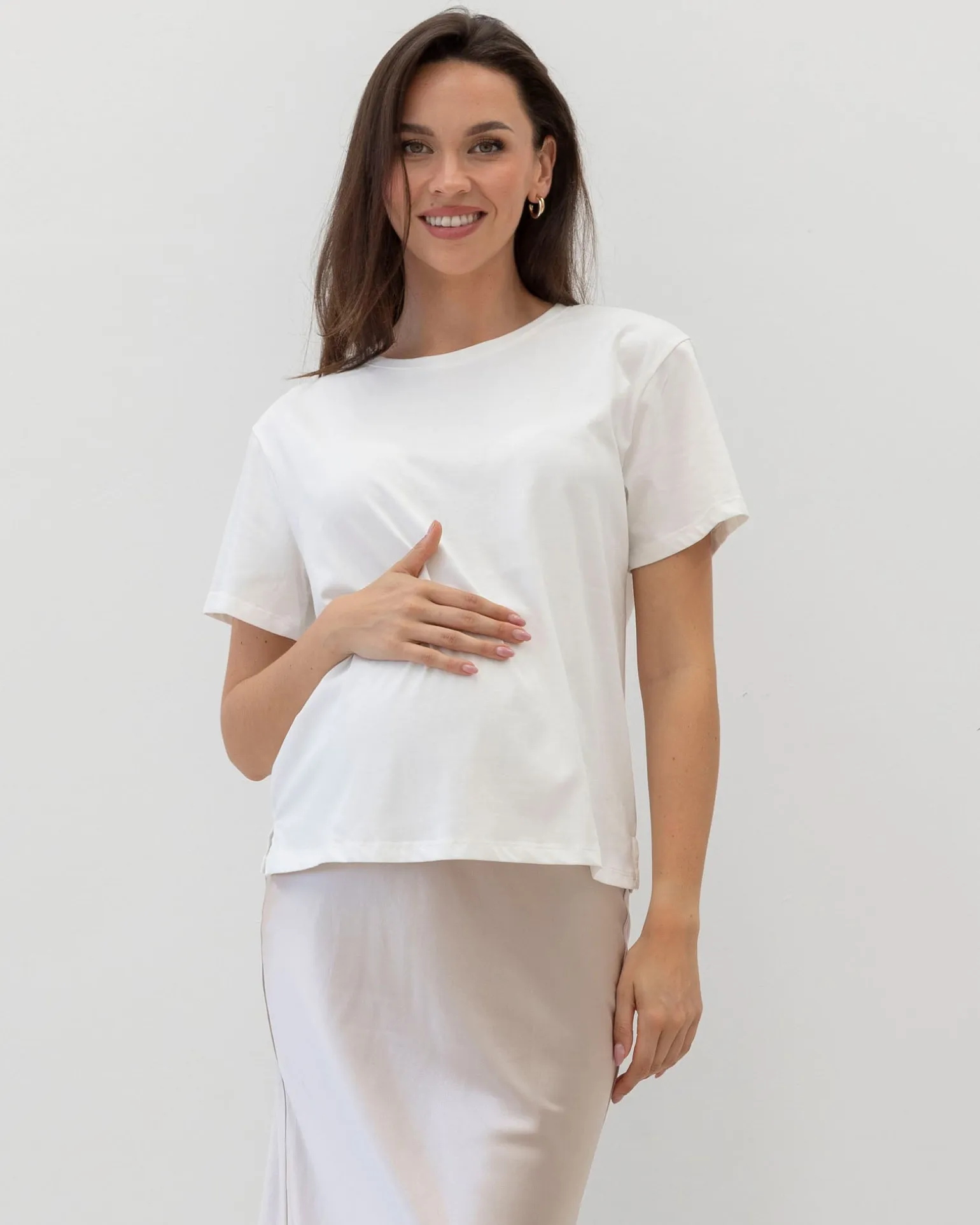Versatile and Comfortable Maternity Cotton Tee in White